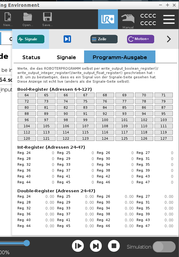 Show current Signals – URCap für Universal Robots PolyScope 5