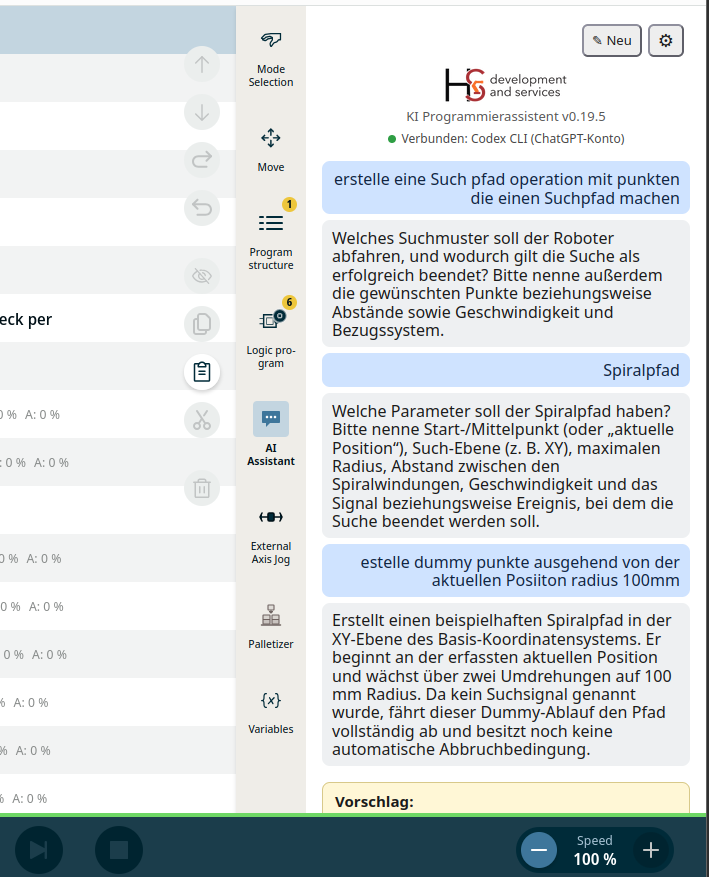 AI Programming Assistant – URCap für Universal Robots PolyScope X