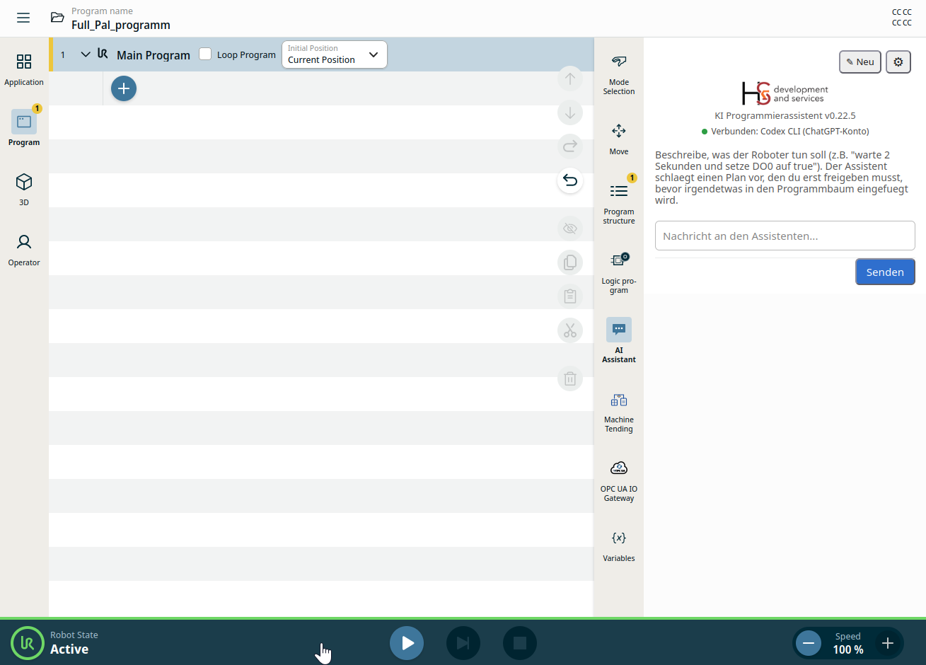 AI Programming Assistant – URCap Screenshot 3 für PolyScope X