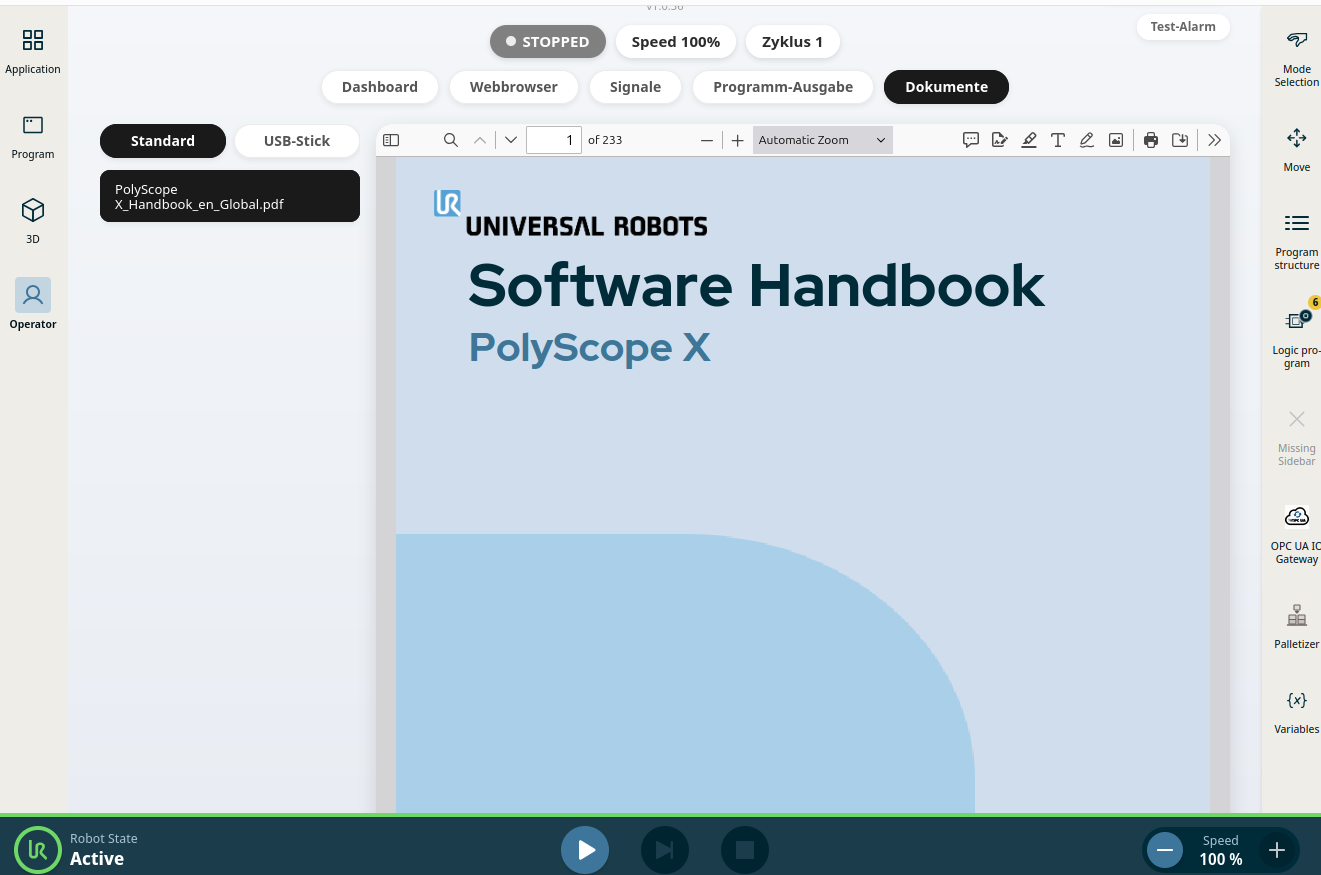 Current Program Line Indicator – URCap Screenshot 5 für PolyScope X