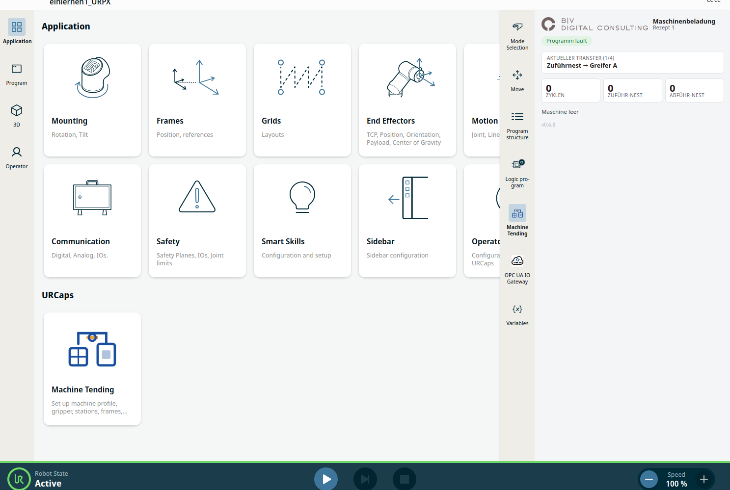 Machine Tending Assistant – URCap Screenshot 2 für PolyScope X
