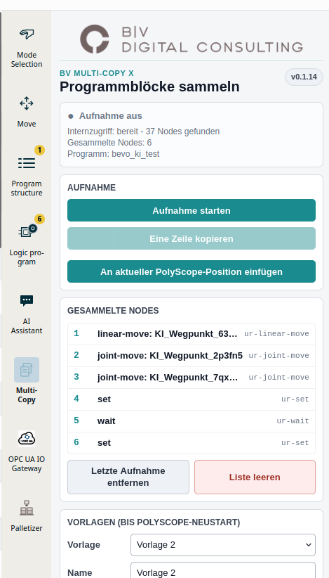 MultiLine-Copy X – URCap für Universal Robots PolyScope X