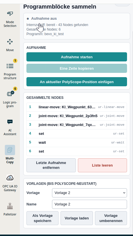 MultiLine-Copy X – URCap Screenshot 3 für PolyScope X