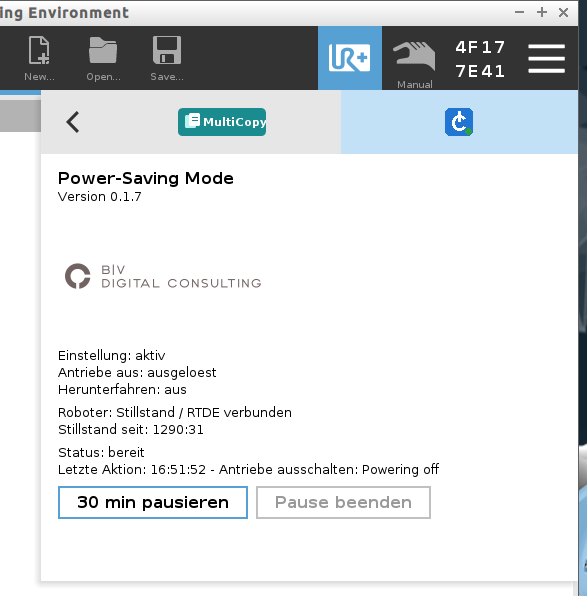 Power-Saving Mode – URCap Screenshot 2 für PolyScope 5