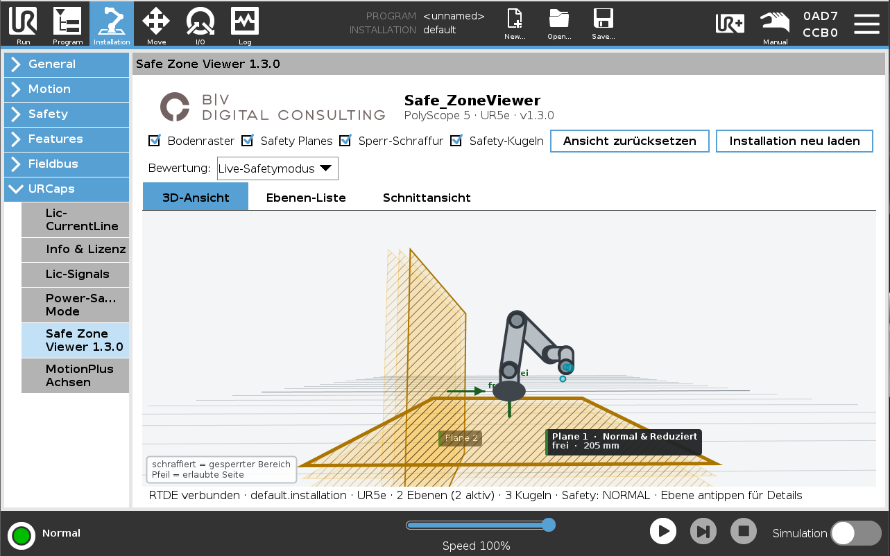 Safe ZoneViewer – URCap Screenshot 5 für PolyScope 5