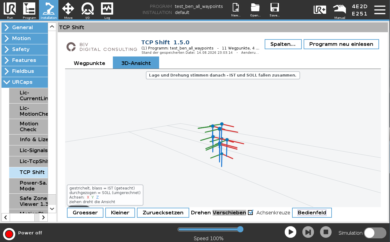 Shift TCP – URCap Screenshot 2 für PolyScope 5