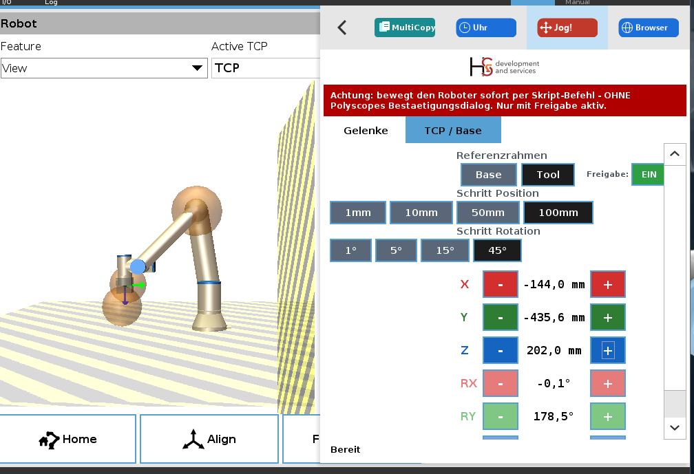 Step Jog – URCap Screenshot 3 für PolyScope 5