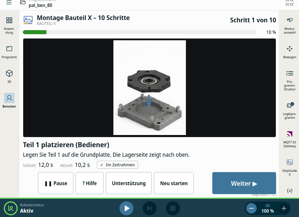 StepGuide X – Digitale Arbeitsanweisungen – URCap für Universal Robots PolyScope X