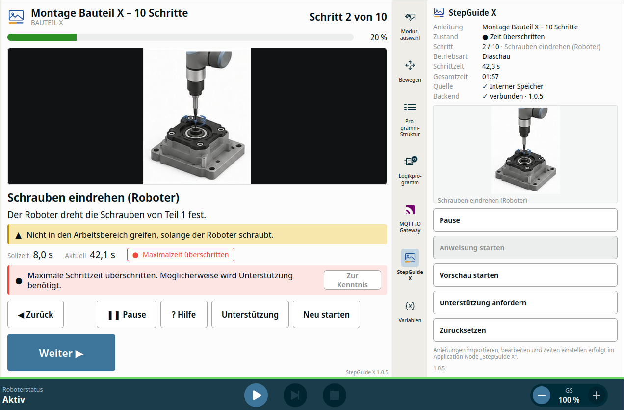 StepGuide X – Digitale Arbeitsanweisungen – URCap Screenshot 3 für PolyScope X