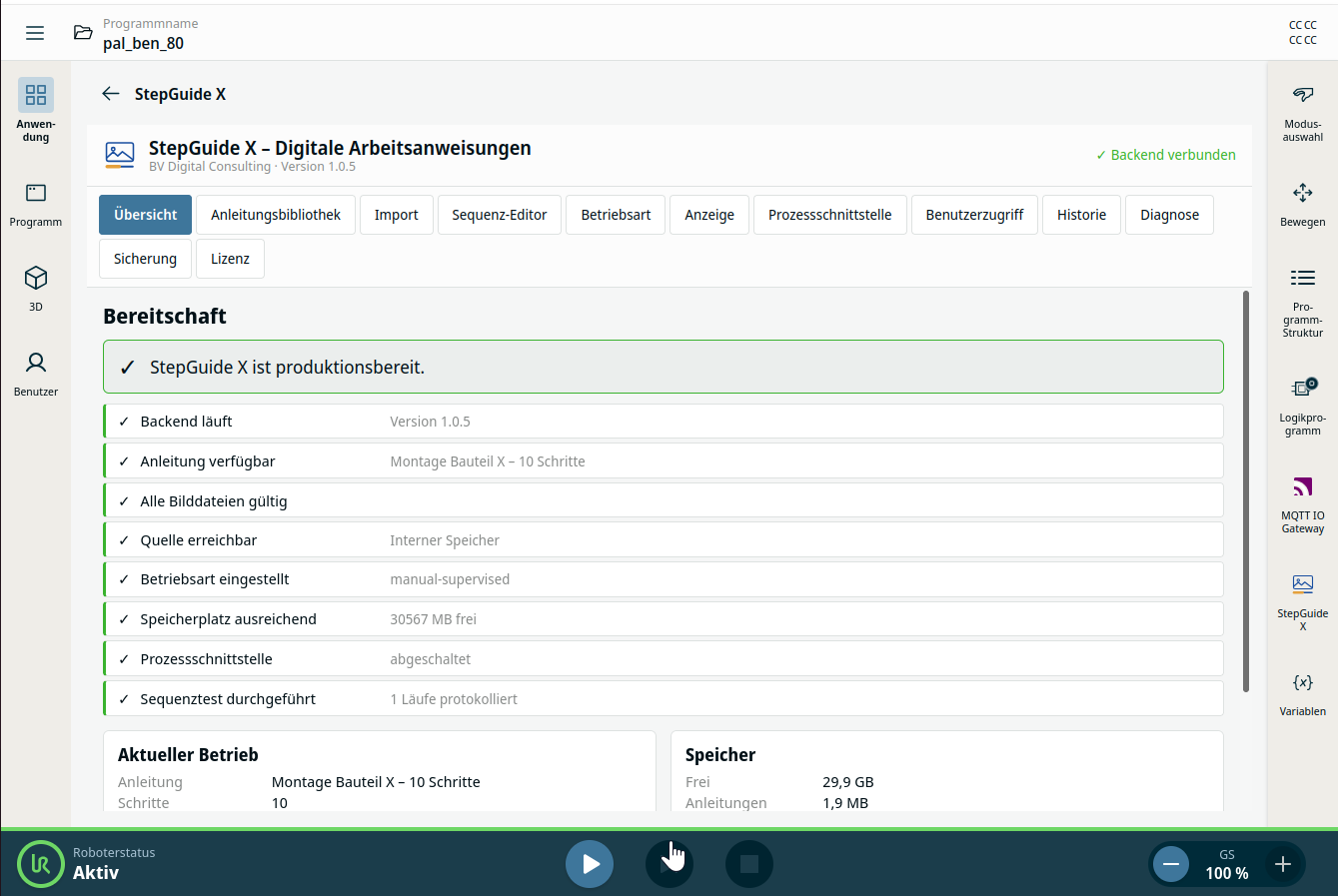 StepGuide X – Digitale Arbeitsanweisungen – URCap Screenshot 5 für PolyScope X