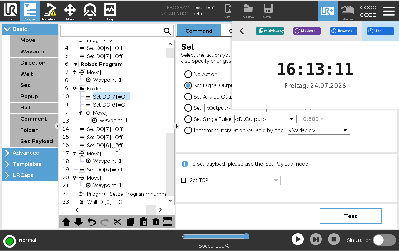 Time + Date – URCap Screenshot 2 für PolyScope 5