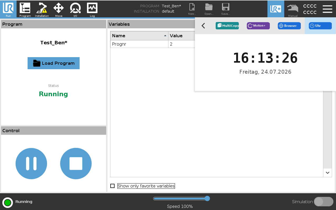 Time + Date – URCap Screenshot 3 für PolyScope 5